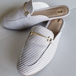 Nautica Labella Women's Stripped Flat Mules, Slip On Loafers,  Size 7 NWOT